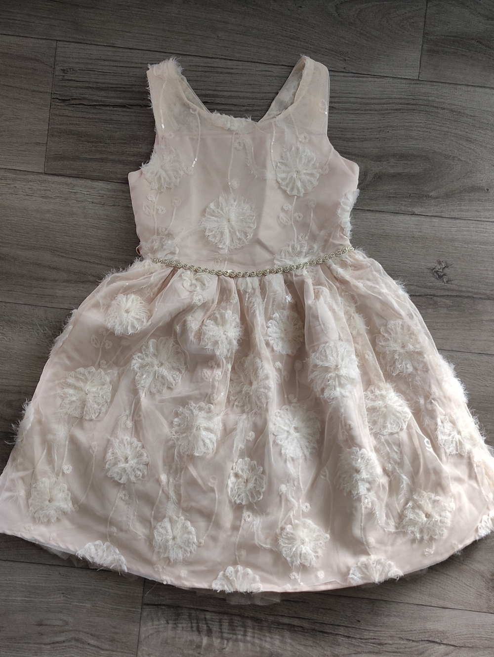 Kensie Girl Pale Pink Floral Applique Tulle Dress
